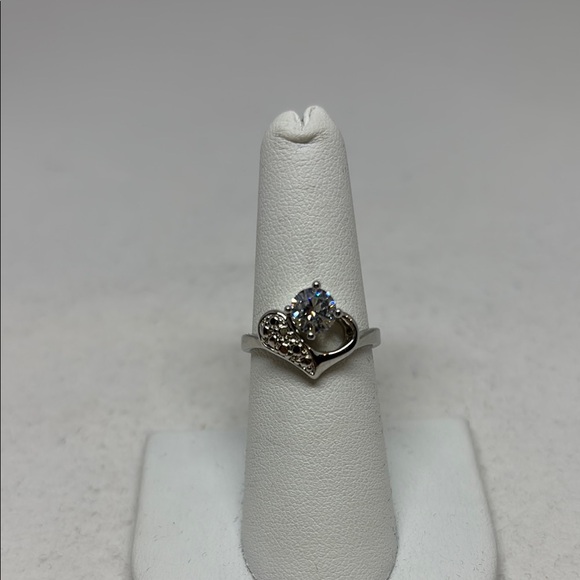 😀 2/$15 Pretty Silver Plated Heart Ring with Faux Diamond - Picture 2 of 10